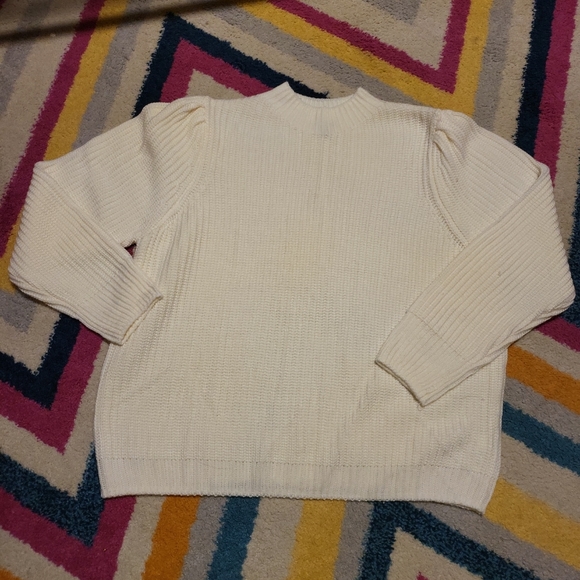 NWOT Woman's 2X Falls Creek Off White Puffy Sleeve Acrylic Sweater Soft - Picture 1 of 6
